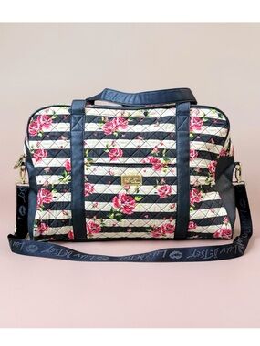 Luv Betsey Johnson Floral Quilted Bag Large Duffel Carry On Weekender Overnight